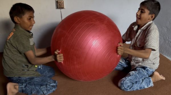 Muna And Roni Gym Ball Bouncing